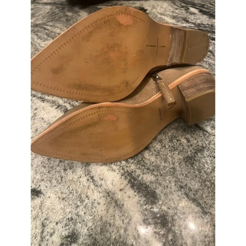 Dolce Vita Ankle Boots Womens Taupe Suede Good Western Pointed Toe Zipper